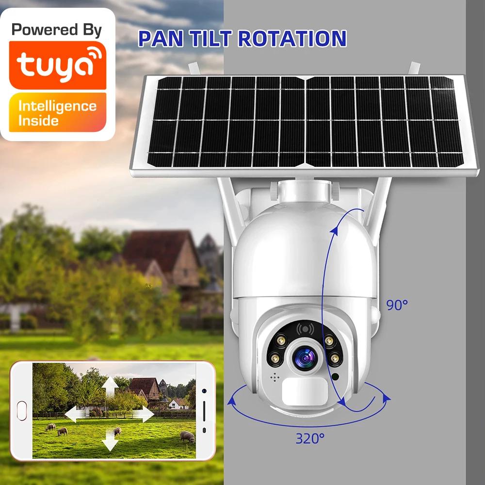 Solar Security Camera 100% Wireless 4g Sim PTZ Outdoor Mobile IP Wifi Tuya Camera Solar